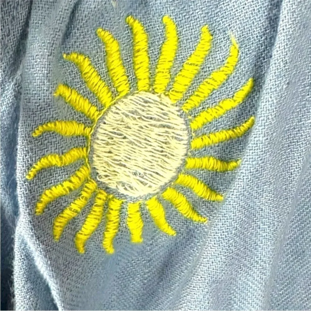 Free People NWT Emory Embroidered Maxi Dress size M in the color blue and yellow - Picture 7 of 9